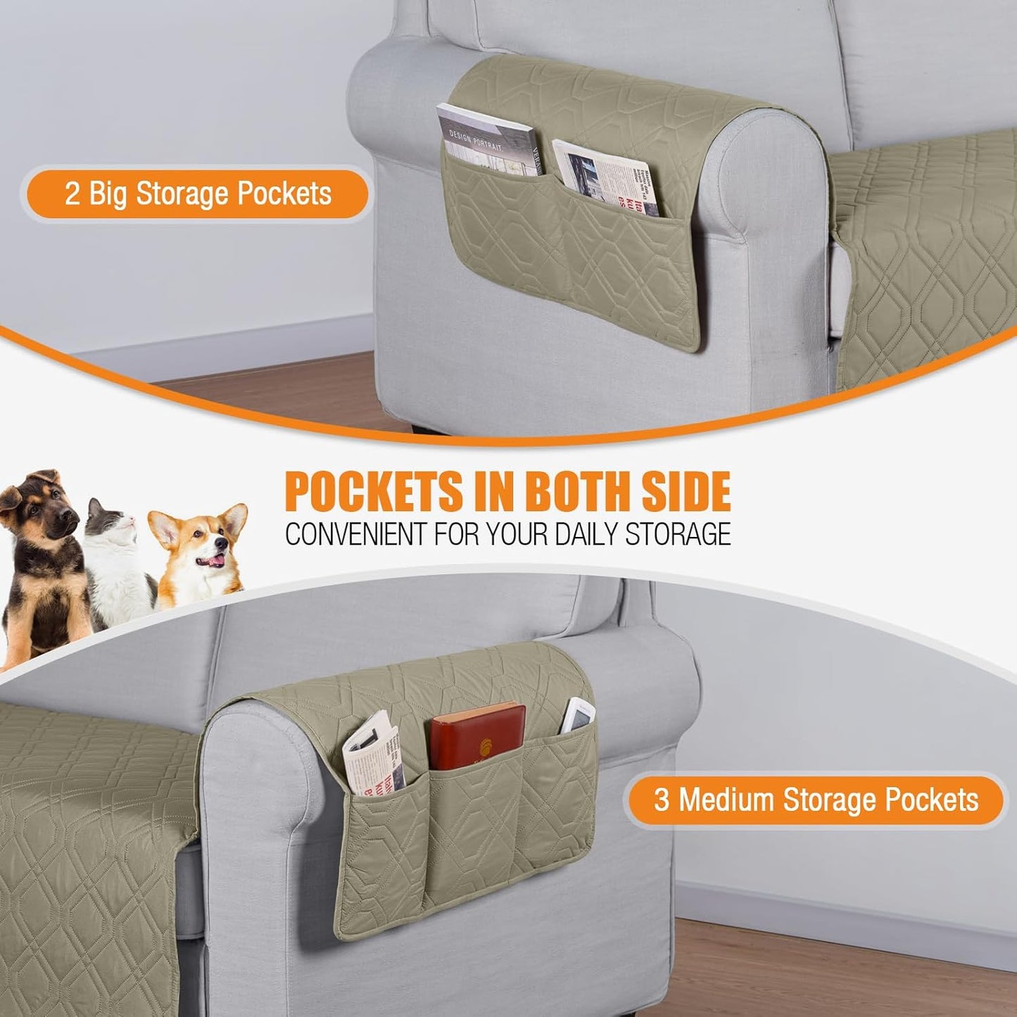 VANSOFY Couch Cover, Waterproof Sofa Covers Washable Slipcover Furniture Protector Couch Seat Covers Non-Slip Couch Cover for Dogs, Pets(Sofa, Dark Gray)
