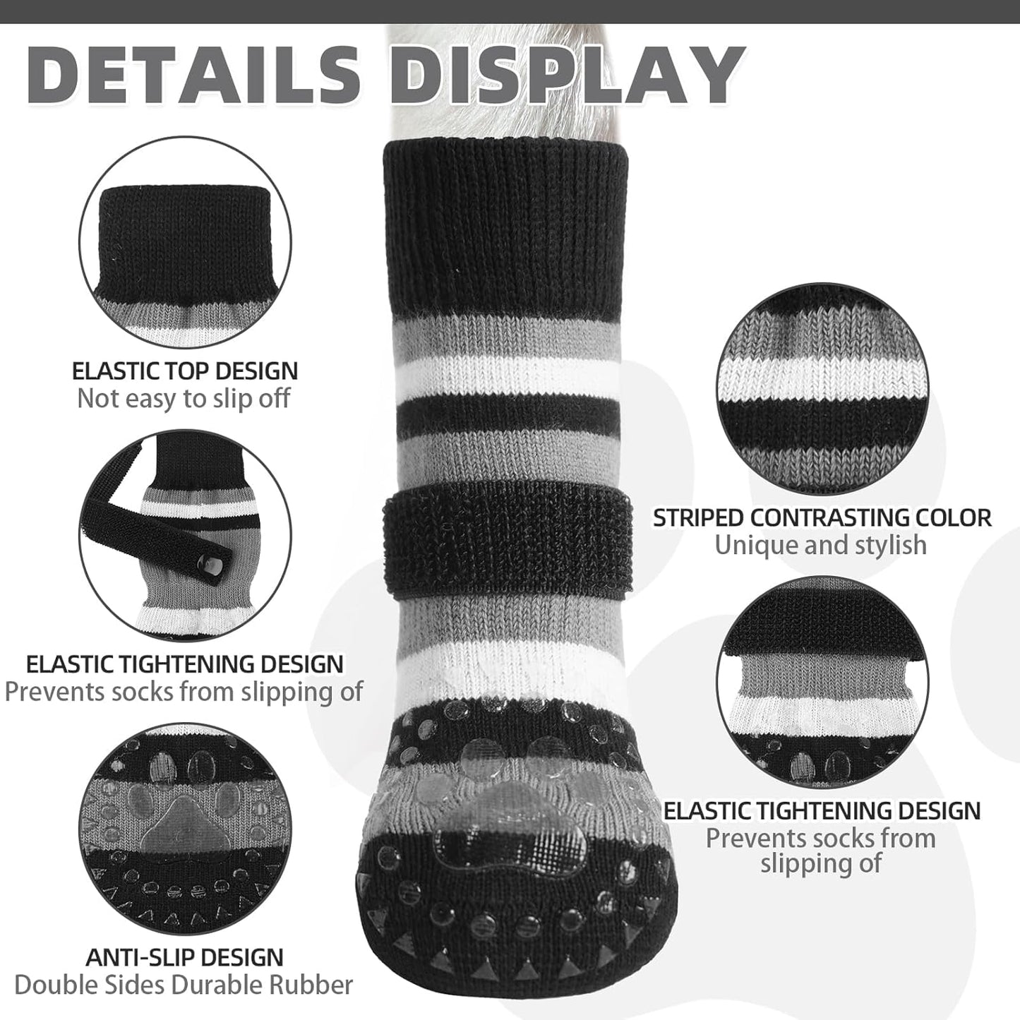 KOOLTAIL Dog Socks Shoes for Hot Pavement to Prevent Licking Paws, Winter Dog Boots&Paw Protector for Hardwood Floors Anti Slip,Traction Control Grip Booties for Small Medium Large Senior Dogs,Black M