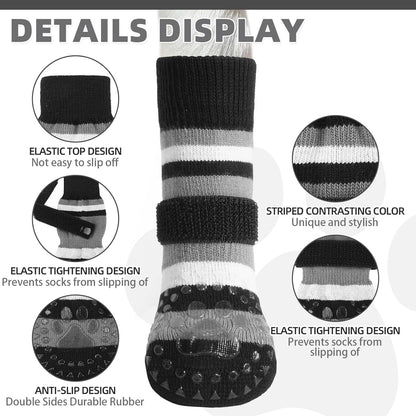KOOLTAIL Dog Socks Shoes for Hot Pavement to Prevent Licking Paws, Winter Dog Boots&Paw Protector for Hardwood Floors Anti Slip,Traction Control Grip Booties for Small Medium Large Senior Dogs,Black M