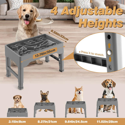 Elevated Slow Feeder Dog Bowls, 9 Cups Raised Dog Slow Feeder Bowls Large Breed with 4 Adjustable Heights Pet Food bowl Stand, Non Slip Anti Gulping sow eating dog bowl for Medium & Large Breed