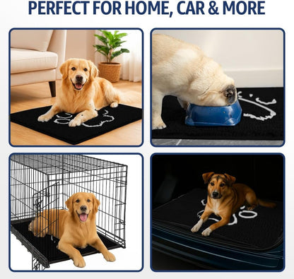MUDGUARD MAT™ Dog Door Mat with Paw Design for Muddy Paws, Super Absorbent Microfiber, Non-Slip Indoor Mat, Quick-Dry Chenille Rug for Pets & Entryway, Machine Washable, Grey 16" x 24"