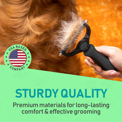 Maxpower Planet Hair Brush - Double Sided Shedding, Dematting Undercoat Rake for Dogs and Cats - Extra Wide Dog Grooming Brush, Reduce Shedding by 95%, Turquoise
