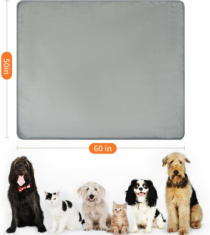Waterproof Dog Blankets Pet Blanket 50"x60", Soft Fluffy Sofa Car Bed Protector, Reversible Sherpa Fleece Dog Blanket for Large Dogs (Dark Grey-Paws)