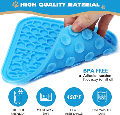 Lick Mat for Dogs - Slow Feeder Licking Mat with Suction Cups for Peanut Butter, Food Treats & Yogurt - 2 Pack
