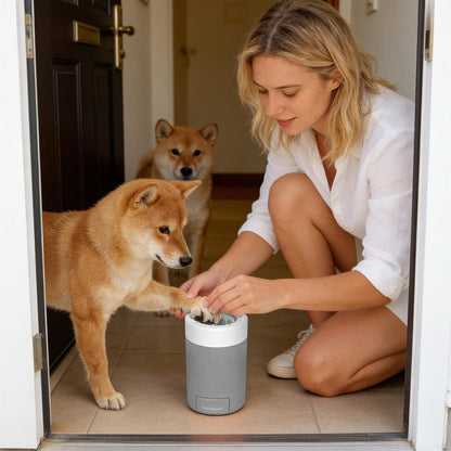 Dog Paw Cleaner Cup, Portable Muddy Paw Washer, Semi-Automatic 360° Rotating Pet Foot Cleaner with Soft Bristles for Small Medium Dogs