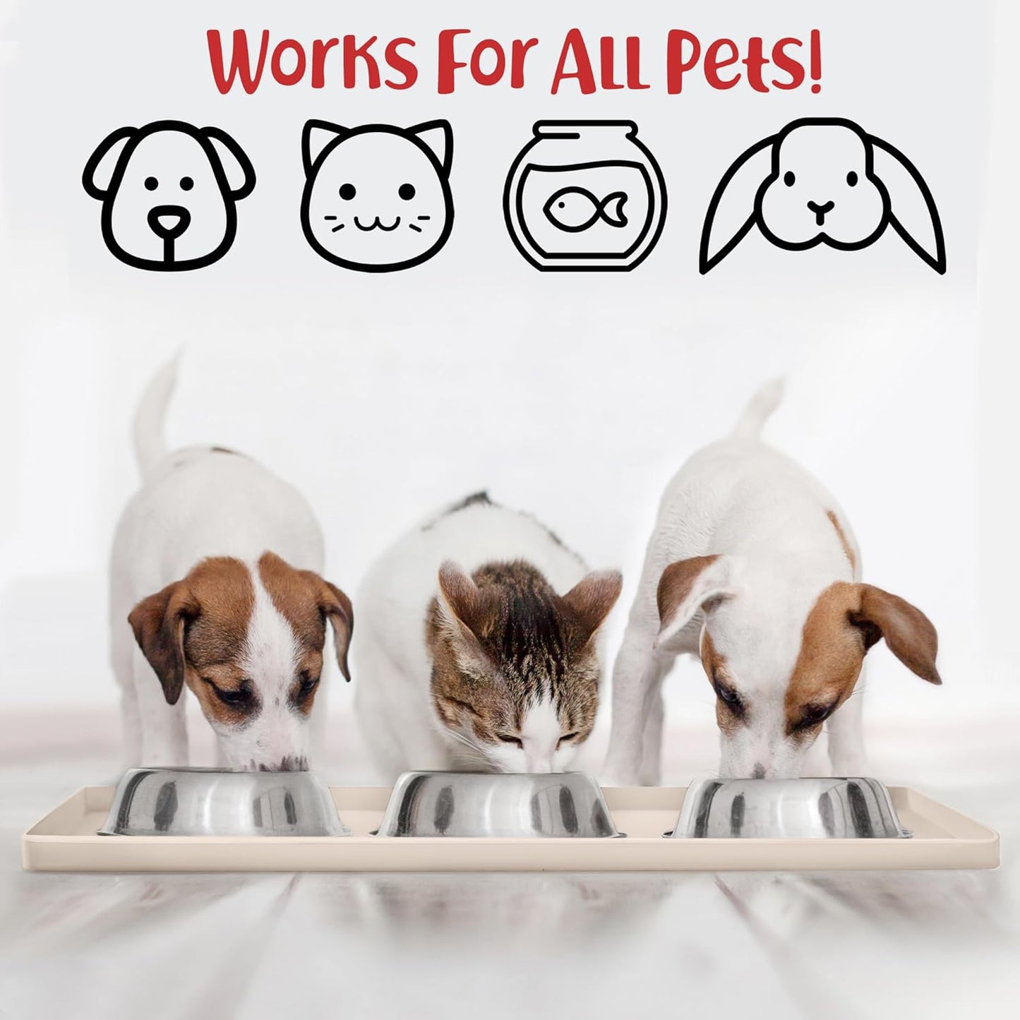 DogBuddy Dog Food Mat – Waterproof Dog Bowl Mat for Food and Water, Silicone Pet Feeding Mats for Floors, Non-Slip Placemat with High Edges for Dogs Bowls, Puppy Essentials (L: 24" x 16", Shadow)
