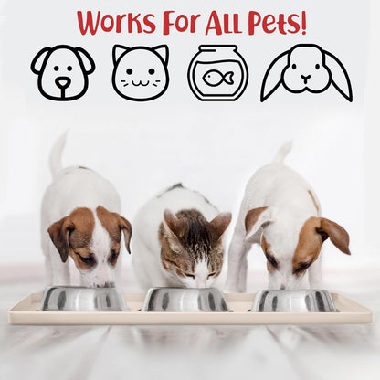 DogBuddy Dog Food Mat – Waterproof Dog Bowl Mat for Food and Water, Silicone Pet Feeding Mats for Floors, Non-Slip Placemat with High Edges for Dogs Bowls, Puppy Essentials (L: 24" x 16", Shadow)