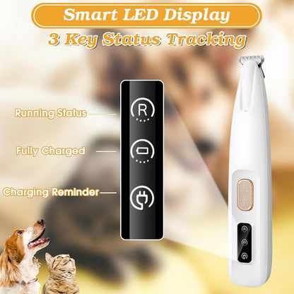 Palksky Dog Clippers for Grooming - 2 in1 Upgraded Electric Dog Paw Trimmer with Nail Grinder, Rechargeable Waterproof Paw Trimmer with Led Display for Dogs Paws, Ears, Face, Rump & Eyes