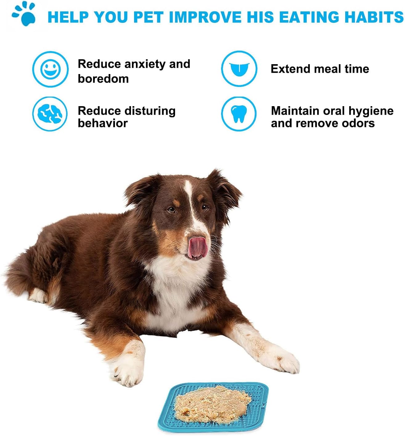 Licking Mat for Dogs & Cats with Suction Cups, 1 Pack Square Dog Slow Feeder Lick Pat for Anxiety Relief & Boredom, Dog Toys to Keep Them Busy, Pets Grooming Bathing Training Mat
