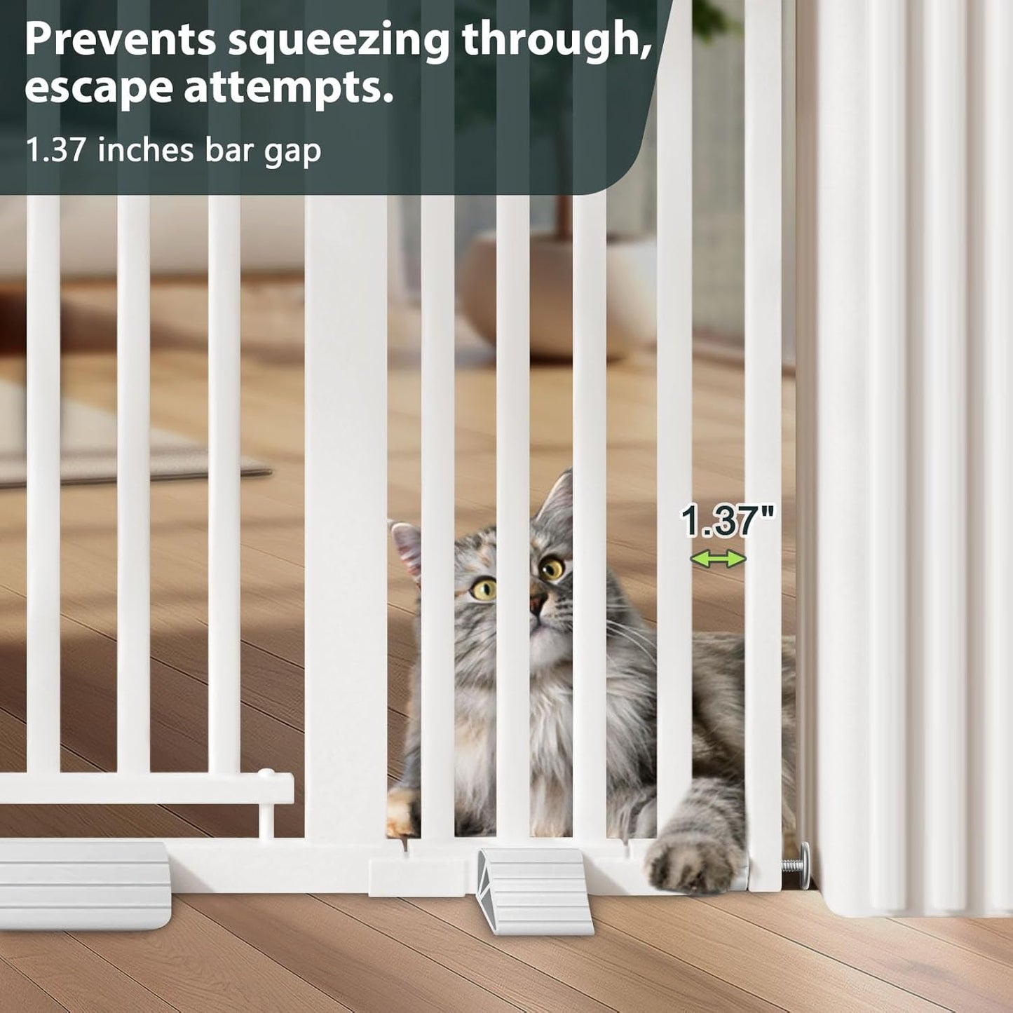 51'' Extra Tall Cat Gate for Doorways 30-40.9'' Wide, Climb Proof Pet Dog Gates for Kitten Dogs, Pressure Mounted No Drilling Cats Fence Barrier White