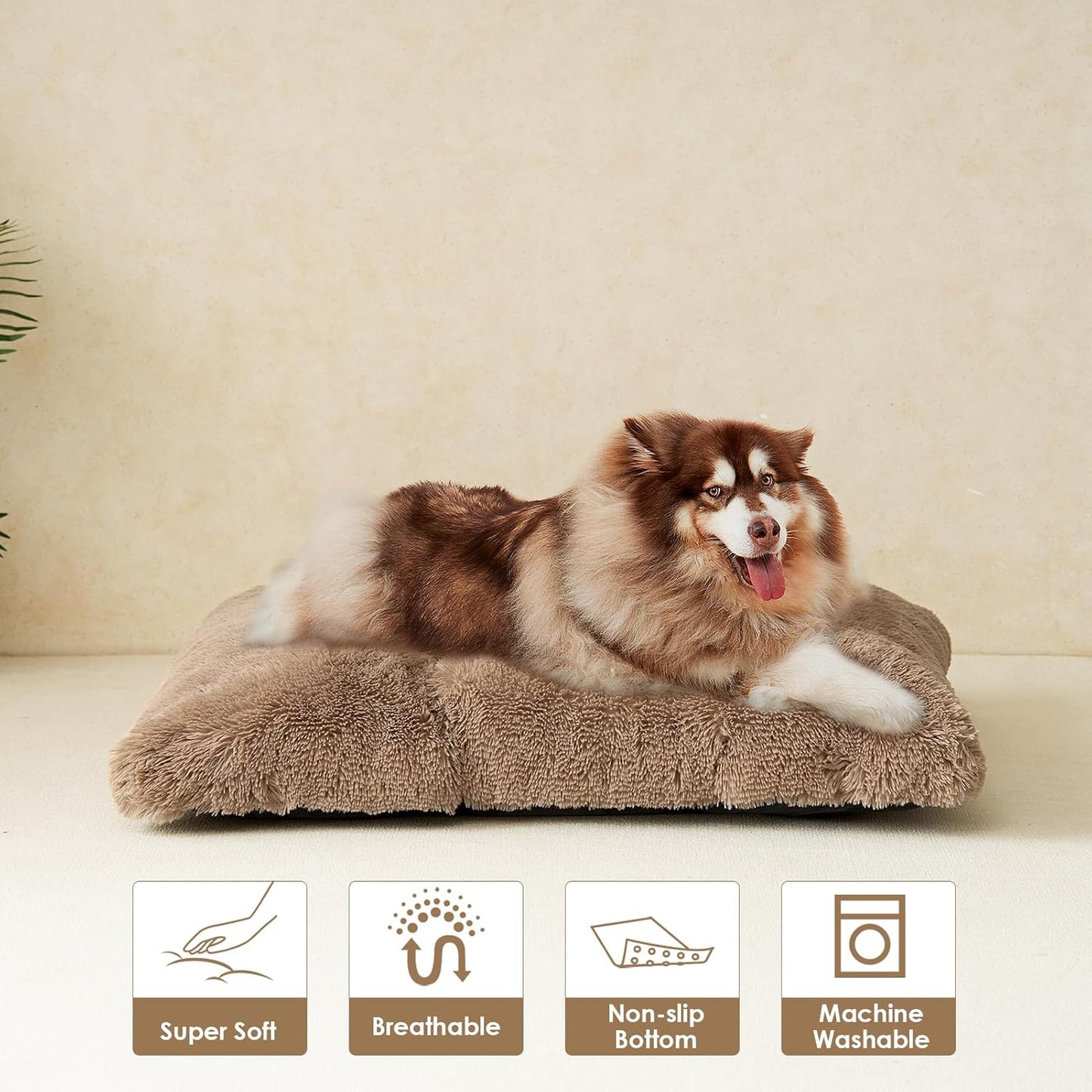 EHEYCIGA Fluffy Dog Crate Bed for Medium Dogs, Plush Faux Fur Crate Pad, Calming Anti Anxiety Medium Dog Bed, Washable Soft Warm Crate Mat with Non-Slip Bottom