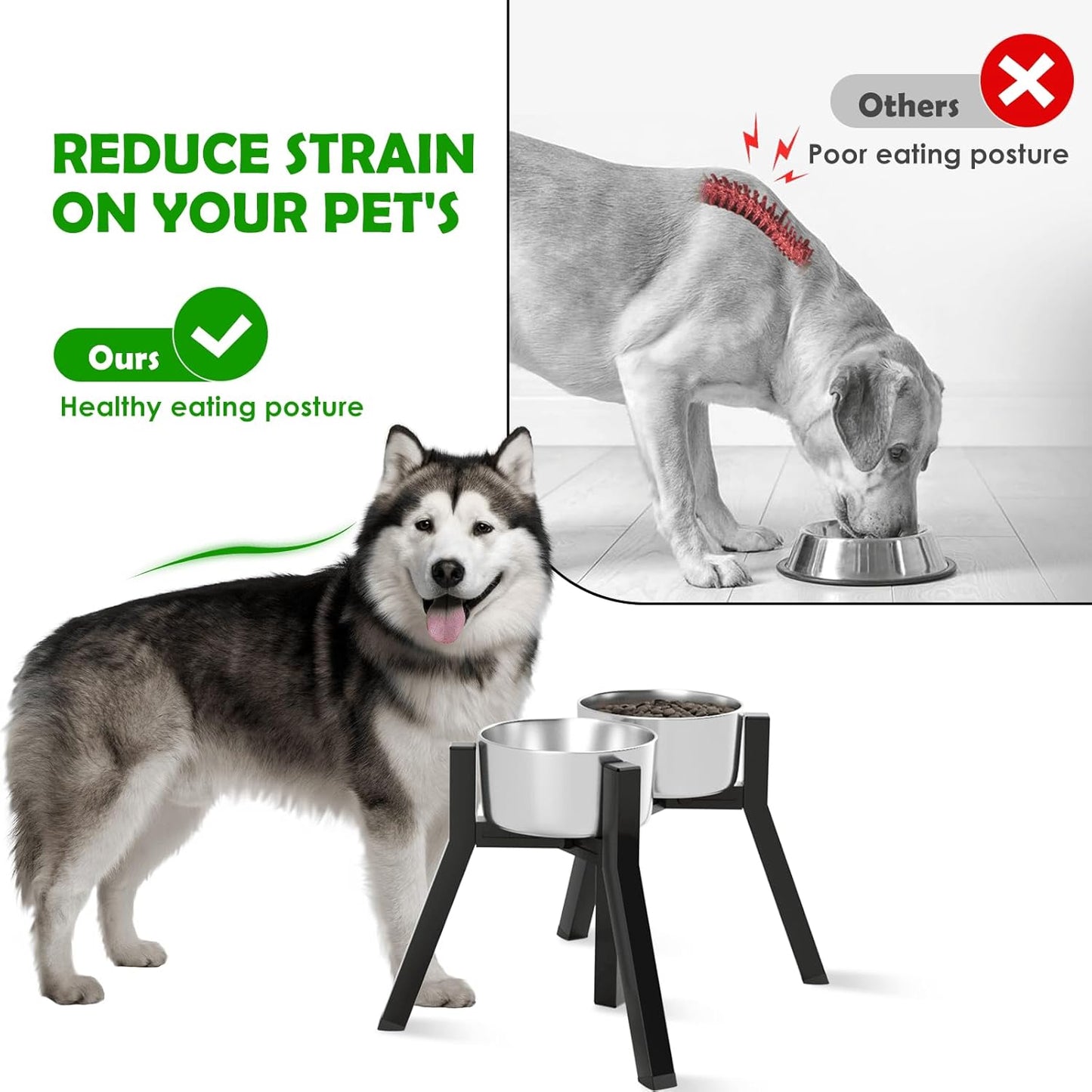 Dog Bowl Stand for Medium Large Dogs, Adjustable Width Elevated Dog Bowls 7-10.6", Raised Dog Food Water Bowls, 11 inch Tall Single Holder, Black,Bowl Not Included