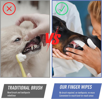 Pet Dental Care Kit 60 PCS Dog Finger Toothbrush Set Soft Finger Toothbrush for Dog Teeth Cleaning Washable Pet Dental Care Kit with Cleaning Wipes for Small Dogs Cats Puppies & Kittens at Home