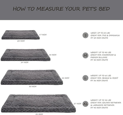 Washable Dog Bed Mat Ultra Soft Dog Crate Pad Comfy Fluffy Pet Kennel Beds Sleeping Mattress for Large Jumbo Medium Small Dogs, 36 x 23 Inch, Gray