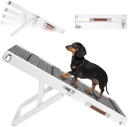 2026 Upgraded Dog Ramp for Couch, Foldable Small Dog Ramp for Sofa, 4 Adjustable Height from 13'' to 21", Portable Stable Pet Steps with Non-Slip Pad, Pet Ramps Use for Sofa Couch Stairs