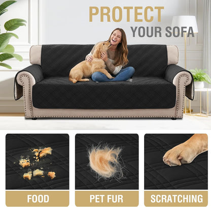 H.VERSAILTEX 100% Waterproof Slipcovers for Couches and Sofas Modern Pet Couch Cover Thick Soft Furniture Protector with Elastic Straps(Sofa, Lily Pad/Beige)