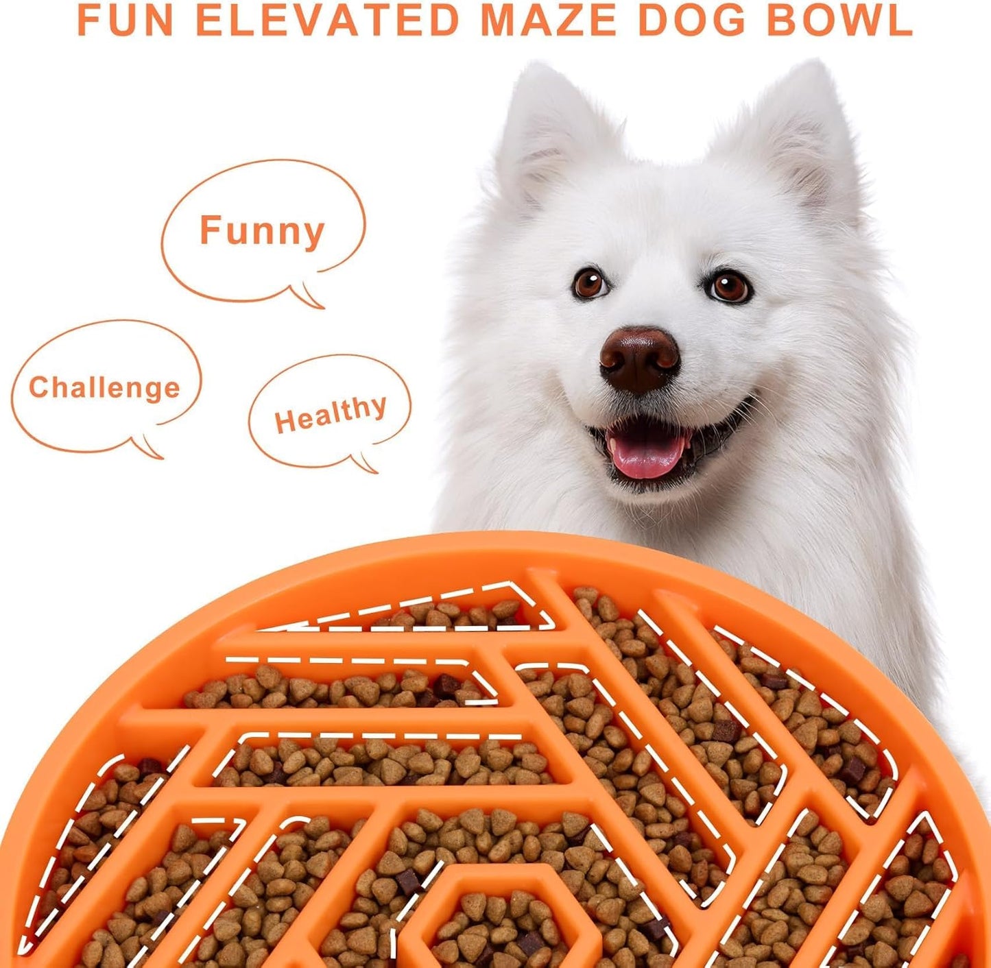TOBYTO Slow Feeder Dog Bowls Large Medium Breed,Anti-Choking Slow Eating Dog Food Bowl,Non Slip Pet Slower Food Feeding Bowls Large Puzzle Slow Feeder Bloat Stop Maze Dog Dishes,Black