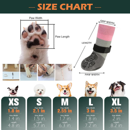 EXPAWLORER Anti Slip Dog Socks to Prevent Licking Paws, Dog Shoes for Hot Pavement Walk, Dog Booties for Hardwood Floors, Dog Boots & Paw Protectors with Grippers for Small Medium Large Senior Dogs M