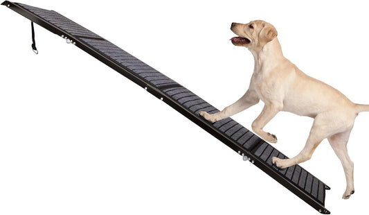 Dog Ramp - 62” x 17.5” Folding Dog Ramp for Car, Truck, SUV, or RV - Portable Ramps for Large Pets with Non-Slip Rug Surface - Pet Travel Accessories by PETMAKER (Black)