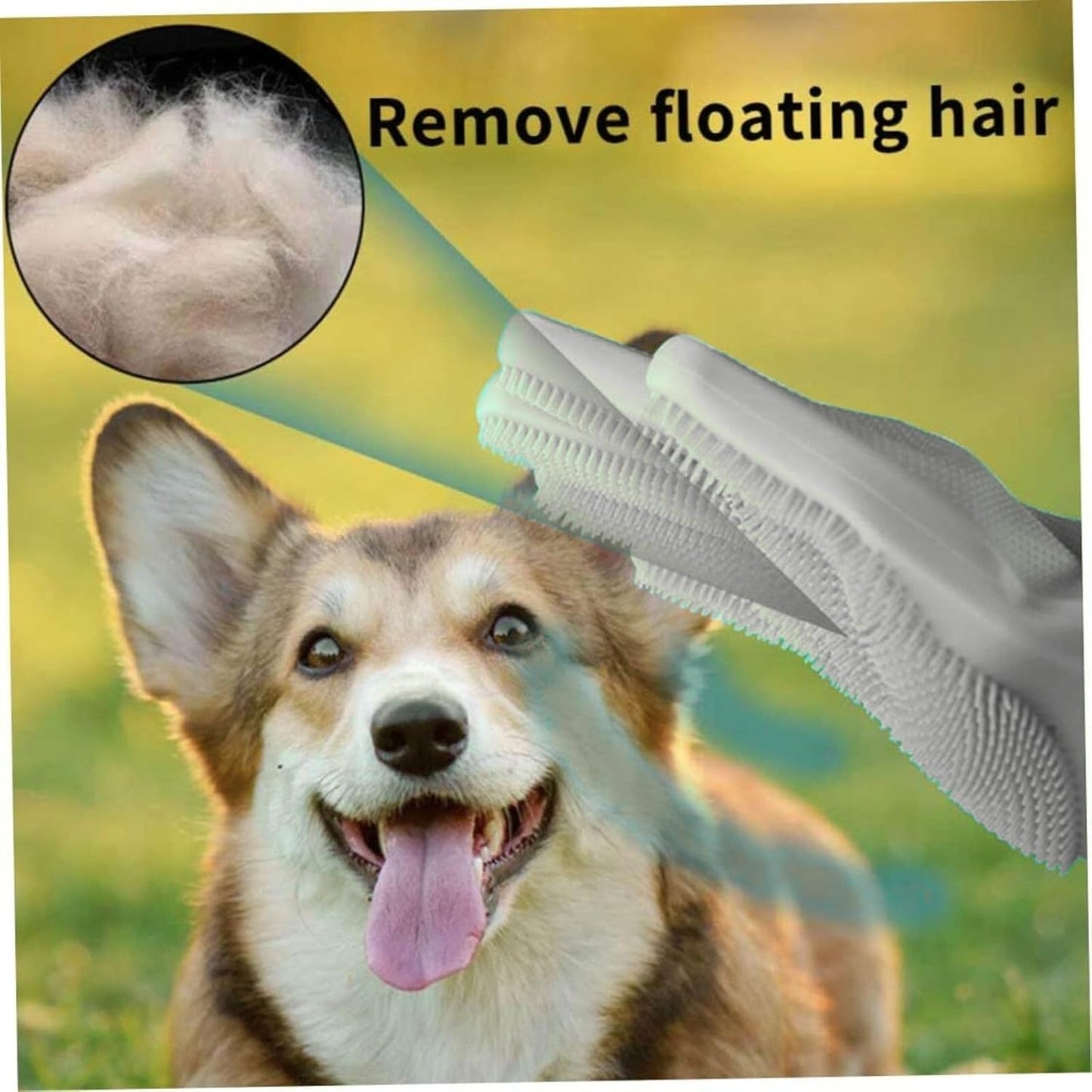 Dog Washing Gloves, Pet Grooming Gloves with Soft Brushes, Bathing and Massaging for Dogs and Cats, Silicone Heat Resistant Cleaning Gloves with High-Density Teeth (Gray)