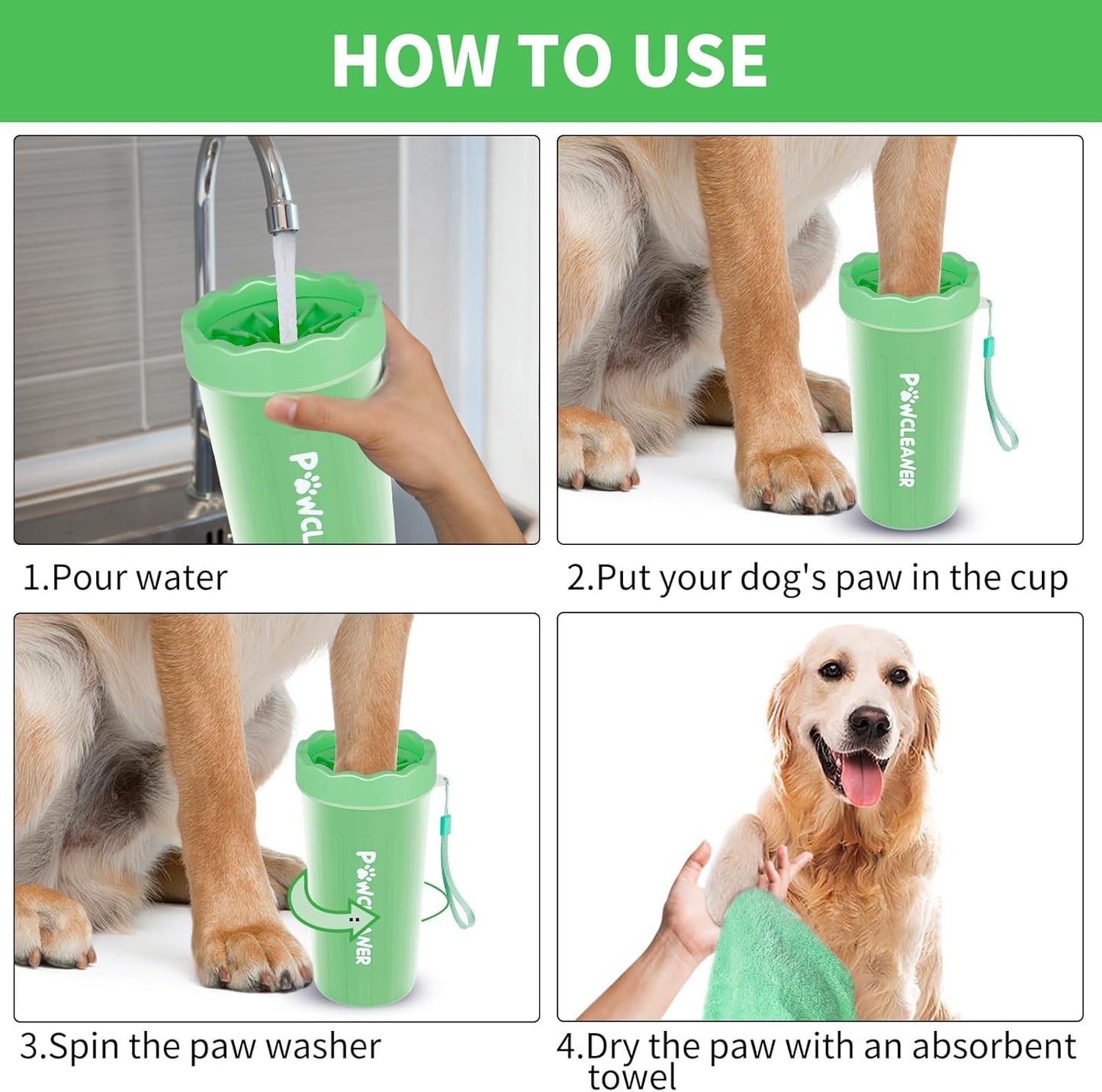 Professional 7 in 1 Dog Paw Cleaner for Dogs & Cats - Includes 1 Portable Paw Washer, 1 Bath Brush, 2 Dog Toothbrushes and 3 Absorbent Towels Note: Fits Paws up to 2 Inches Wide (Small, Blue)