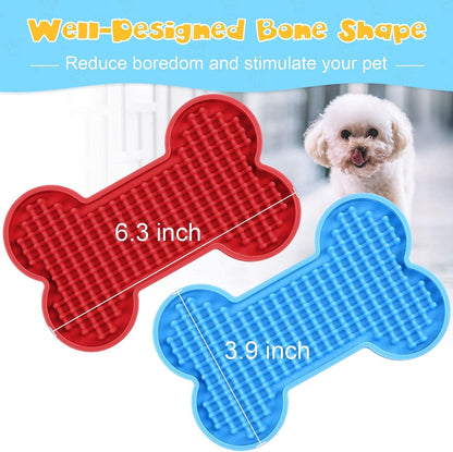 Lick Mat for Dogs - 2 Pack Peanut Butter Licking Mats, Slow Feeding Bowl, Tattoo and Anxiety Reducer for Pet Food, Yogurt, Bath, Grooming and Training
