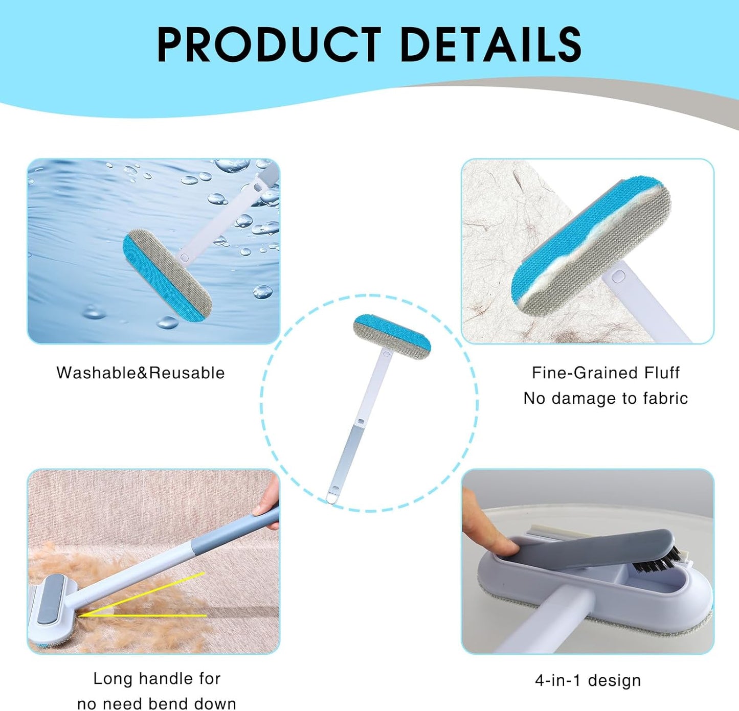 2 Pcs Pet Hair Remover for Furniture, Reusable Lint Roller for Couches, Carpets, Clothes, Bedding (17 Inch)