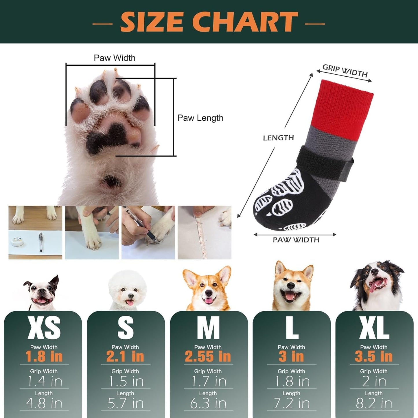 EXPAWLORER Anti Slip Dog Socks to Prevent Licking Paws, Dog Shoes for Hot Pavement Walk, Dog Booties for Hardwood Floors, Dog Boots & Paw Protectors with Grippers for Small Medium Large Senior Dogs M