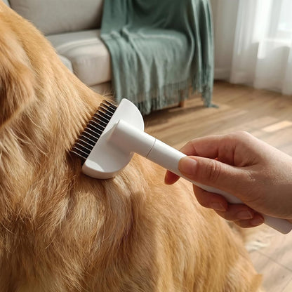 Dog & Cat Brush for Shedding, Self-Cleaning Dematting Comb Undercoat Rake, Deshedding Grooming Tool for Long & Medium Haired Pets, Removes Tangles Mats Loose Fur