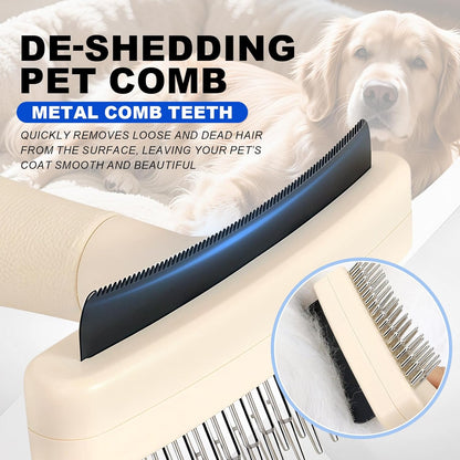 2-in-1 Dog Grooming&Undercoat Rake Comb Double-Row Flexible Dog Dematting Rake with Stainless Steel Deshedding Comb Pet Grooming Tool for Dogs and Cats Gentle Remove Loose Hair Knots Tangles