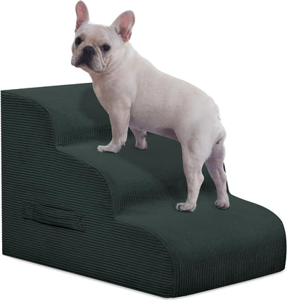Mesa Lemon Dog Stairs & Steps for High Beds, 3 Steps High Density Foam Waterproof Dog Ramp for Small Dogs and Cats, Pet Stairs with Removable Washable Cover for Bed, Couch, Sofa and Car (H:16")