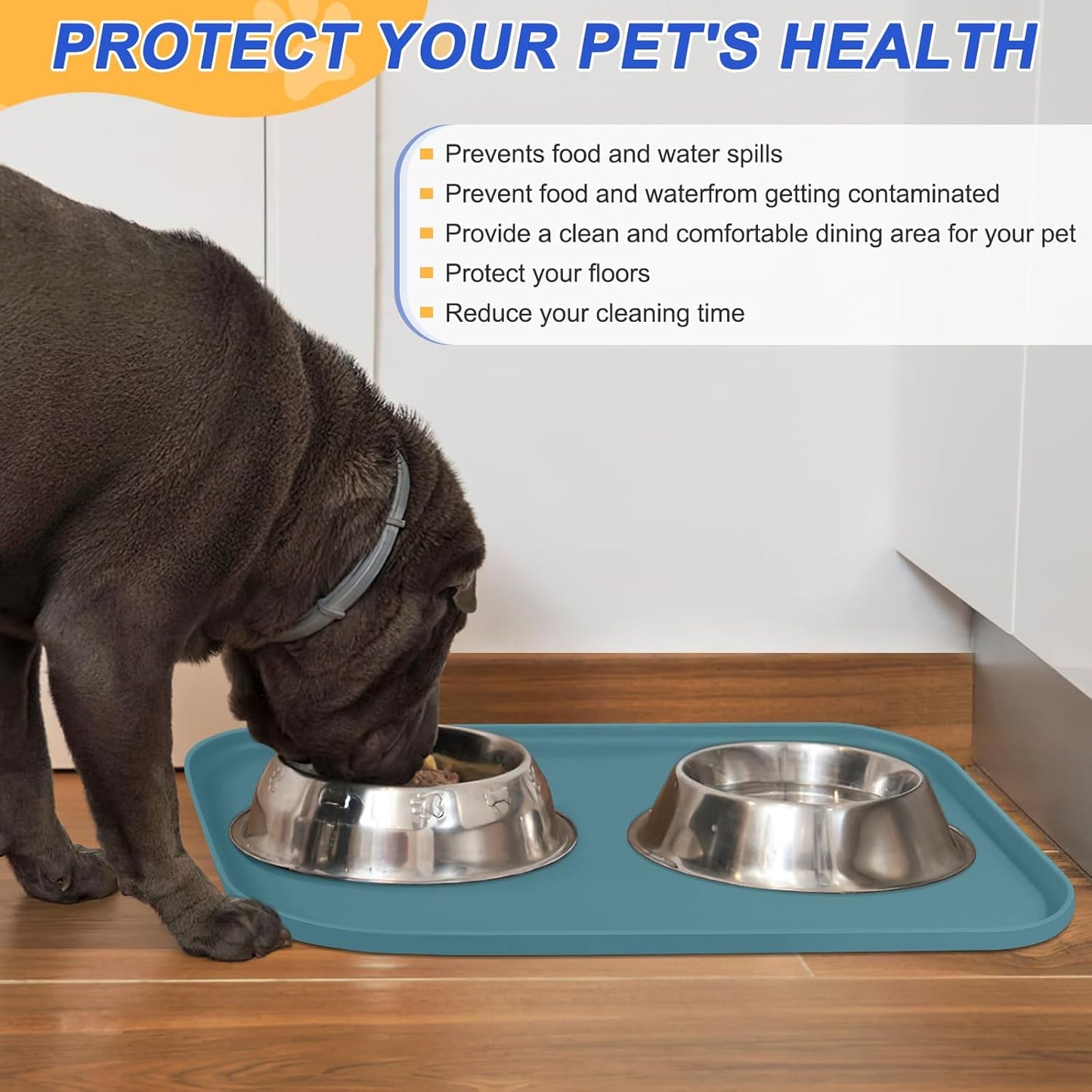 Small Silicone Pet Food Mat with Raised Edge for Food and Water Bowl, Square Dog Feeding Mats, Cat Food Trays for Floor Waterproof, Rubber Tray for Dogs and Cats, 12 x 12 x 0.7 Light Olive Green