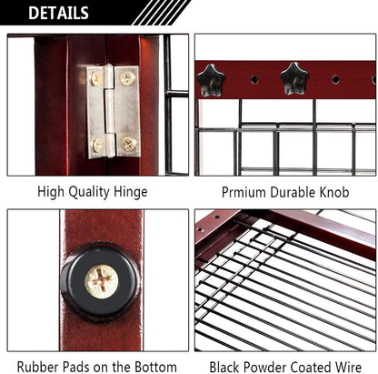 Bonnlo Free Standing Dog Gate, 37" - 68" Wide Pet Gate for Fireplace Stairs Doorways, Wooden Adjustable Pet Fence Indoor, Christmas Tree Gate (Cherry)