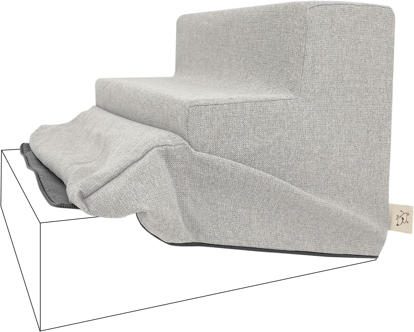 Best Pet Supplies Foam Pet Steps Cover for Small Dogs and Cats, Portable Ramp Stairs for Couch, Sofa, and High Bed Climbing (Cover Only) - Ash Gray Linen, 3-Step (Cover Only)
