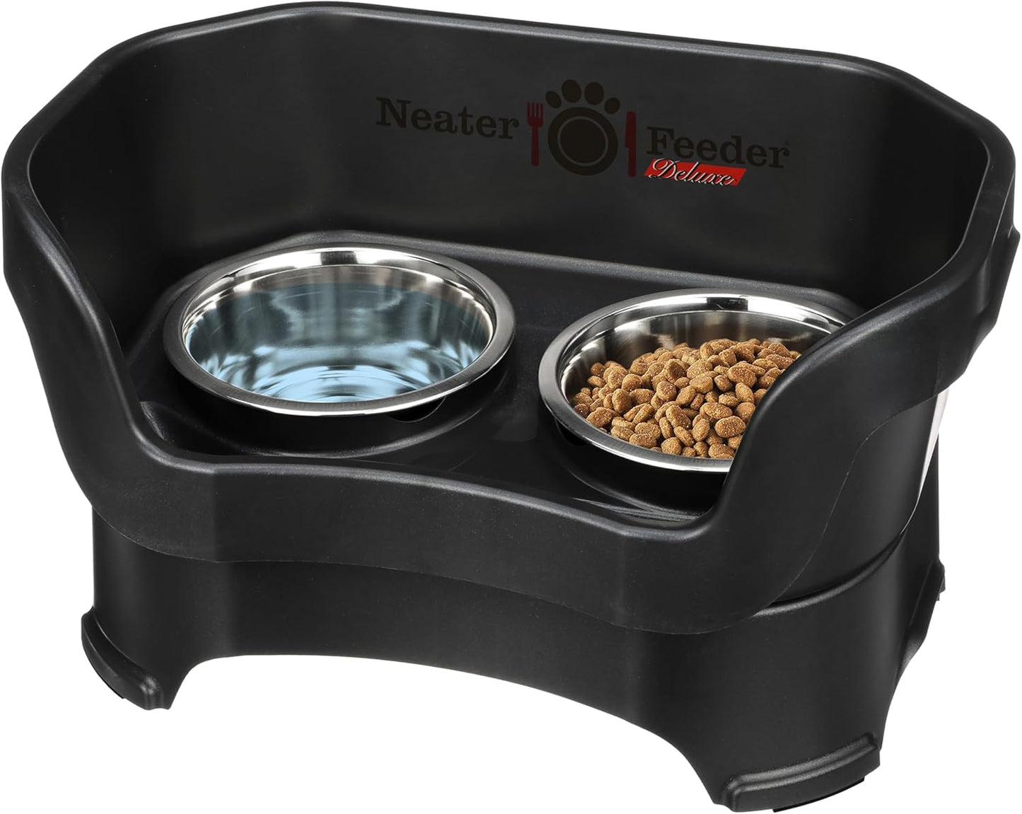 Neater Pet Brands Neater Feeder Deluxe Mess Proof Dog Bowls Elevated for Large Dogs Over 40 lbs, Made in USA, No Spill Raised Dog Food Bowl Stand Feeding Station, Food and Water Bowl Set, Black
