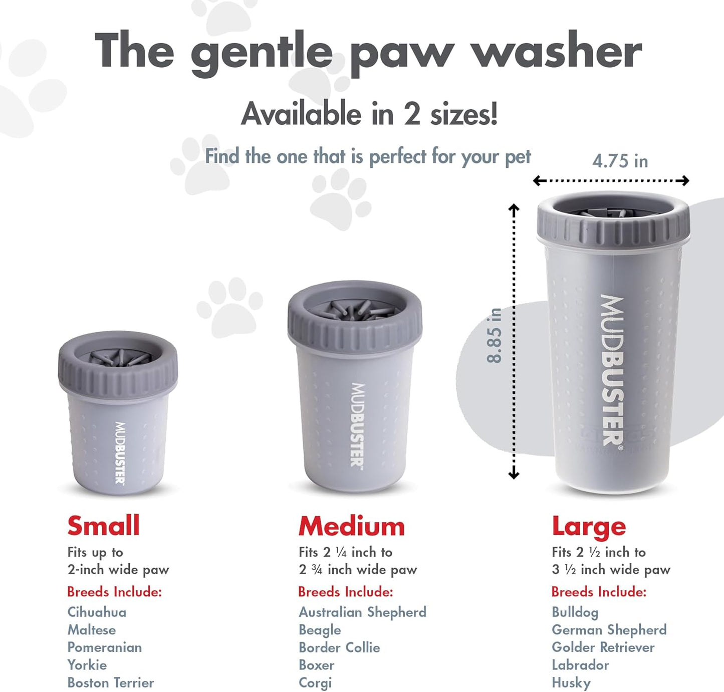 Dexas MudBuster Medium Dog Paw Cleaner in Fuchsia - Fits 1.5"-2.5" Wide Paws, Portable Paw Washer for Muddy Paws, Dog Paw Cleaning Cup with Gentle Silicone Bristles, Quick Clean Pet Paw Washer