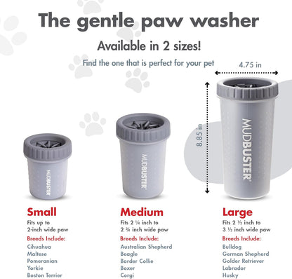 Dexas MudBuster Medium Dog Paw Cleaner in Fuchsia - Fits 1.5"-2.5" Wide Paws, Portable Paw Washer for Muddy Paws, Dog Paw Cleaning Cup with Gentle Silicone Bristles, Quick Clean Pet Paw Washer