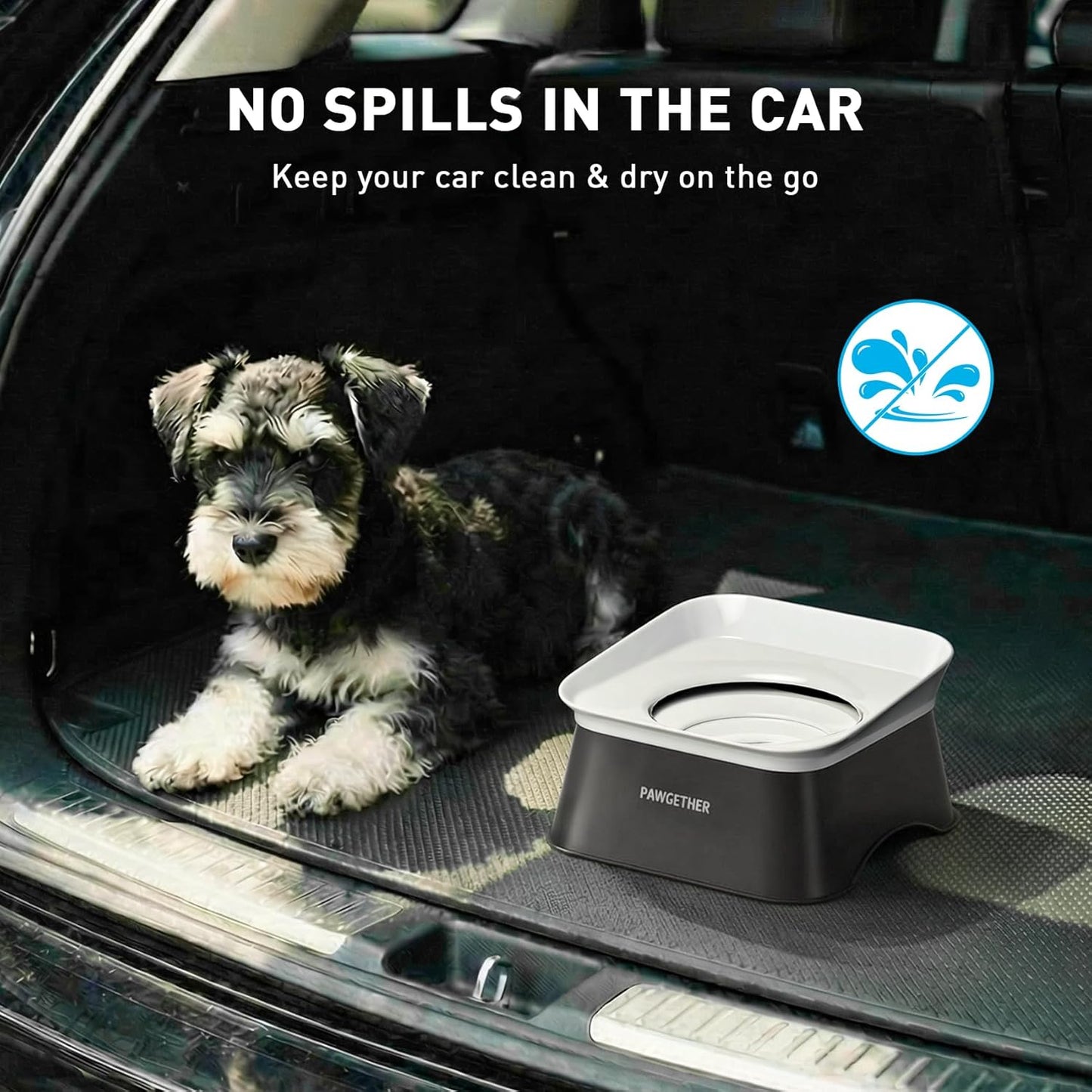 PAWGETHER® No Spill Water Bowl for Dog 2L/68oz Splash Proof Slow Drinking Dog Bowls on Vehicle Travel No Drip Slow Water Bowl for Messy Drinkers Perfect for Small to Medium Sized Dogs