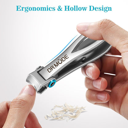 Toenail Clippers for Seniors Thick Toenails, Upgrade Angled Head Large Toe Nail Clippers for Men with Wide Jaw Opening, Sharp Heavy Duty Fingernail Clipper Cutter with Catcher Long Handle -Black