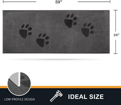 PURRUGS Dirt Trapping Door Mat 20" x 31.5", Non-Skid/Slip Machine Washable Microfiber Entrance Rug, Shoes Scraper, Dog Doormat, Super Absorbent Floor Mat for Muddy Wet Shoes and Paws, Grey