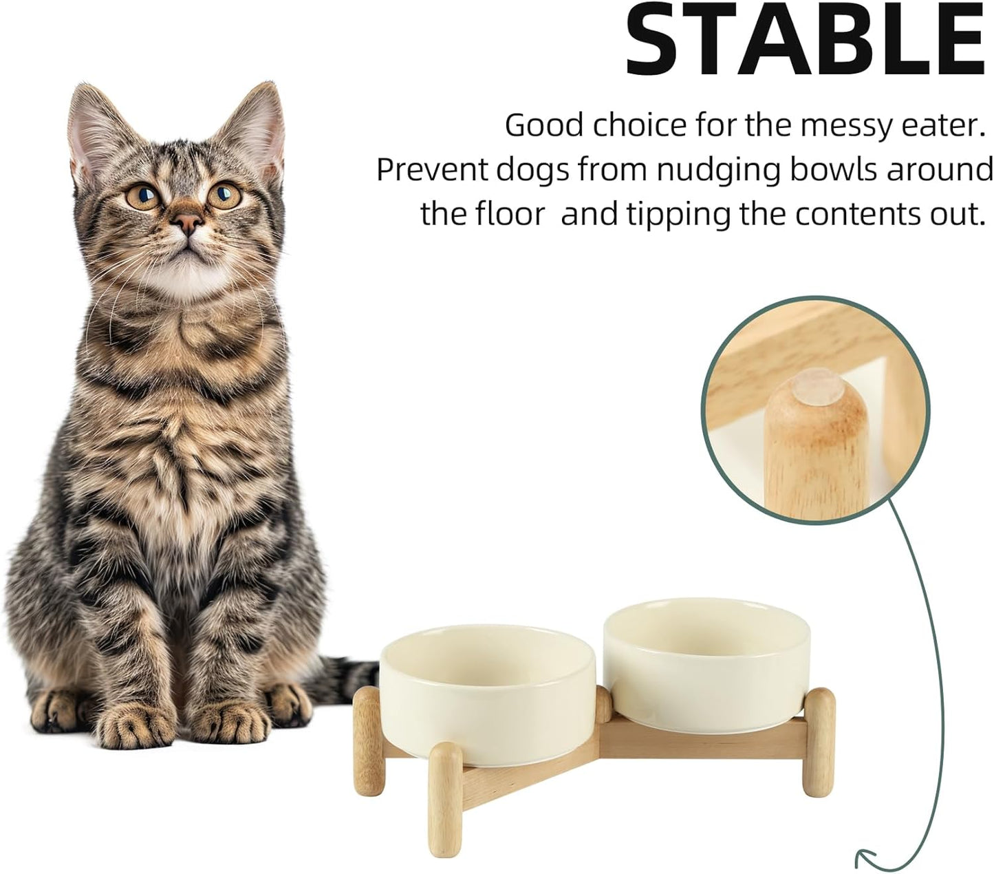 Havniva 8.3inch Ceramic Raised Dog Bowl with Stand, Elevated Dog Bowls for Large Breed Dog Food and Water Bowl Non-Slip Dog Dish Large Capacity Feeding Pet Water Bowl