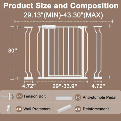 WAOWAO Baby Gate 71.65-85.03" Extra Wide Pressure Mounted Walk Through Swing Auto Close Safety Metal Black Toddler Kids Child Dog Pet Puppy for Stairs,Doorways,Kitchen
