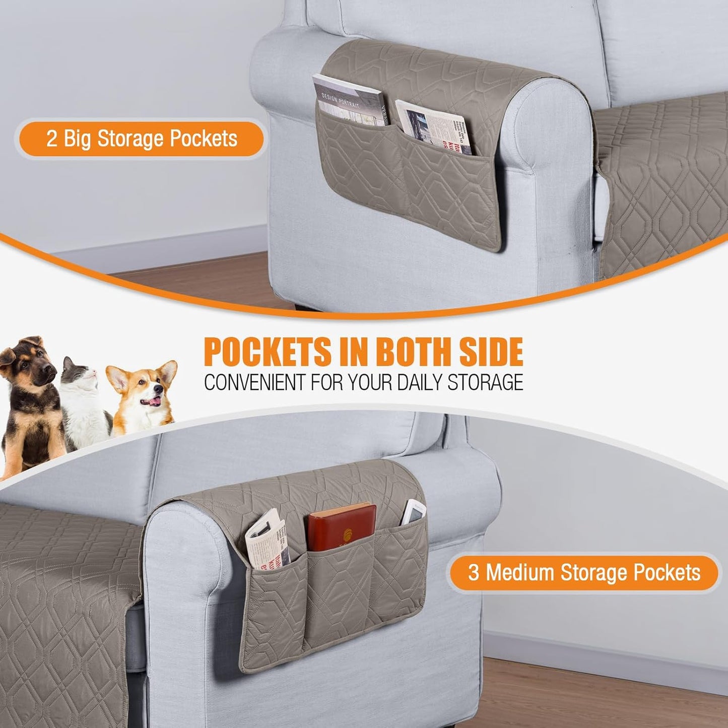 VANSOFY Couch Cover, Waterproof Sofa Covers Washable Slipcover Furniture Protector Couch Seat Covers Non-Slip Couch Cover for Dogs, Pets(Sofa, Dark Gray)