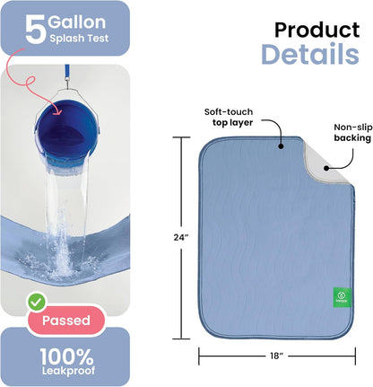 IMPROVIA® Washable Underpads, 34" x 36" (Pack of 4) - Heavy Absorbency Reusable Bedwetting Incontinence Pads for Kids, Adults, Elderly, and Pets - Waterproof Protective Pad for Bed, Couch, Sofa, Floor