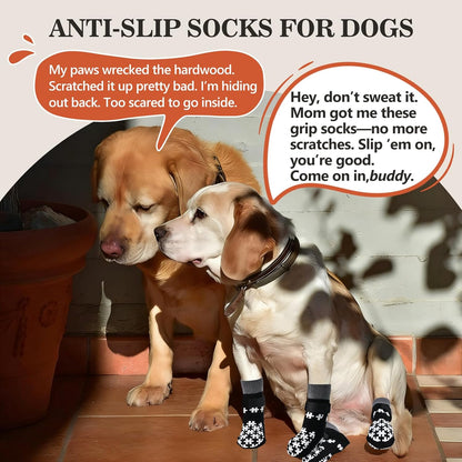 Dog Grippy Socks for Senior Dog - Double Side Dogs Booties to Prevent Licking, Boots & Paw Protectors for Hardwood Floors, No Twist Non Slip Socks for Small Medium Large Dogs, Black, L