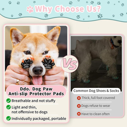Anti-Slip Dog Paw Protector Pads, Dog Paw Stickers 12 Sets(48 Pcs) Black, for Pets Senior Dogs with Traction on Hardwood Floor, Non-Slip Dog Grips Dog Shoes Boots Socks Replace【XXL】