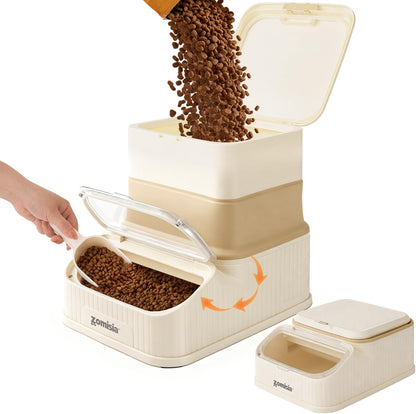 ZOMISIA 30-40lbs Collapsible Dog Food Storage - First-in, First-out Easy Dispense Base for Freshness, Pet Food Storage Containers with Transparent Lid and Scoop