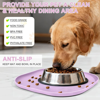 Small Silicone Pet Food Mat with Raised Edge for Food and Water Bowl, Square Dog Feeding Mats, Cat Food Trays for Floor Waterproof, Rubber Tray for Dogs and Cats, 12 x 12 x 0.7 Light Olive Green