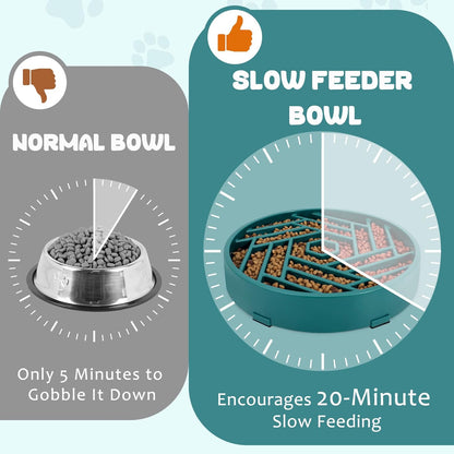 WHIPPY Slow Feeder Dog Bowl, Puzzle Maze Design to Slow Down Eating, 3-Cup Capacity, Anti-Gulping Food Bowl for Medium & Large Dogs,Black