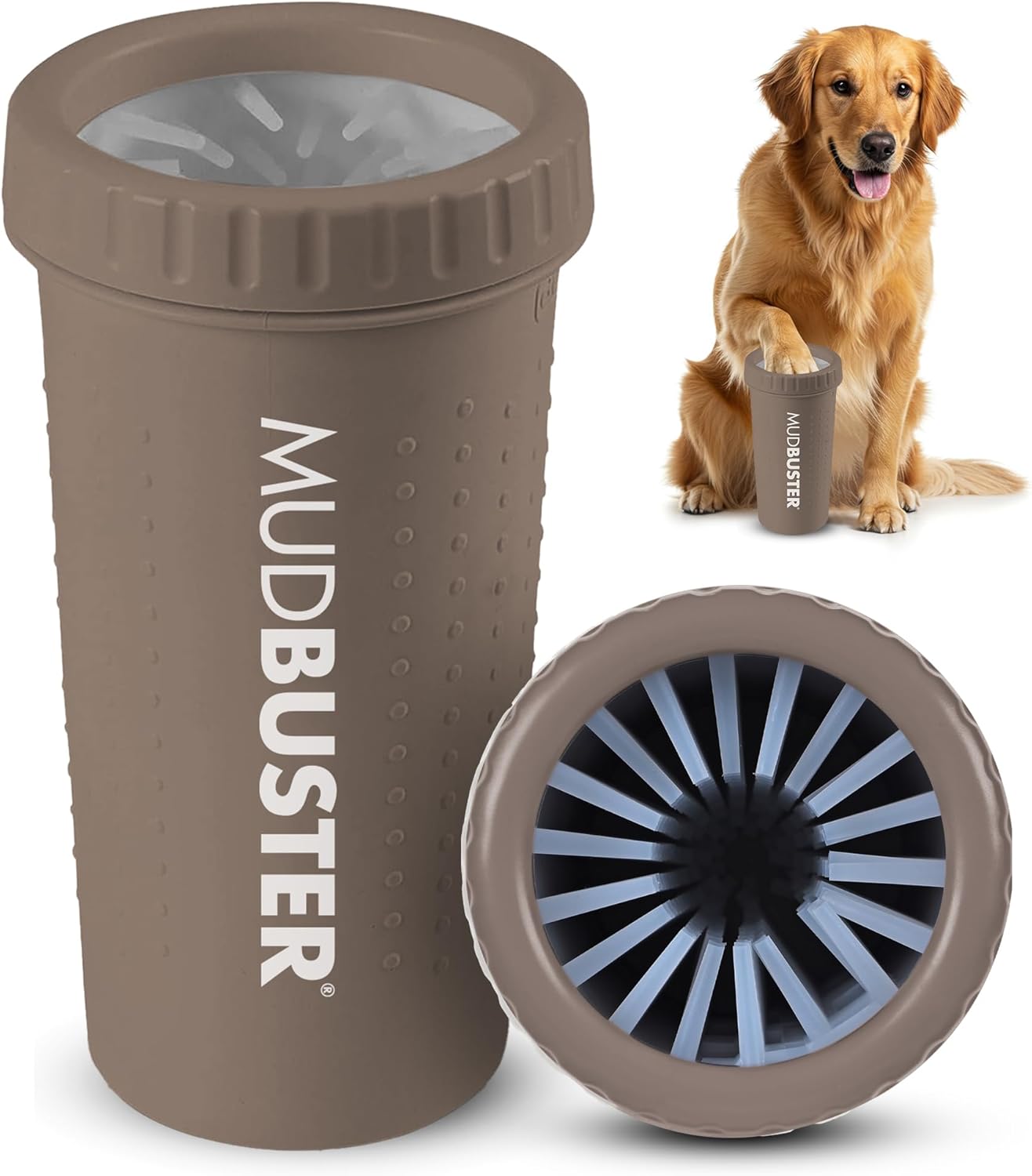 Dexas MudBuster Medium Dog Paw Cleaner in Fuchsia - Fits 1.5"-2.5" Wide Paws, Portable Paw Washer for Muddy Paws, Dog Paw Cleaning Cup with Gentle Silicone Bristles, Quick Clean Pet Paw Washer